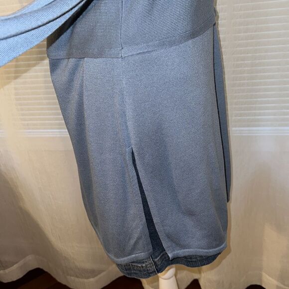 J. Jill M Light Blue Fine Knit Wool Blend Sweater Tunic - Picture 7 of 10